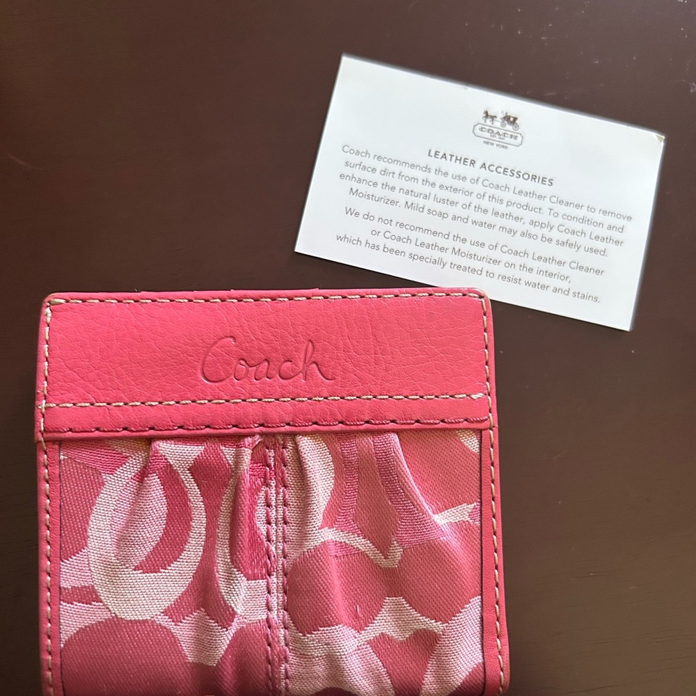 Coach Pink Leather Card Holder